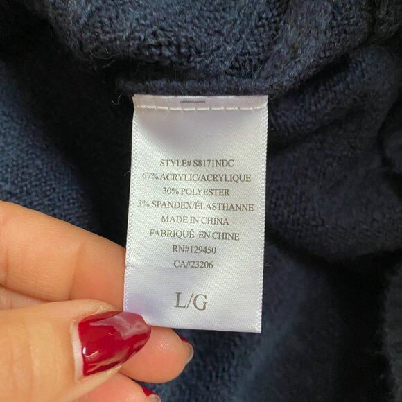 Como Vintage Women BNWT navy blue knit sweater New sz Large turtleneck - Picture 6 of 6